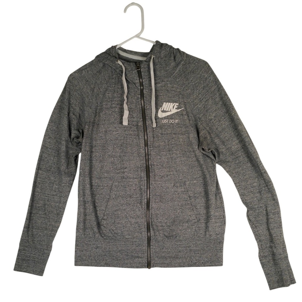 Nike Women Gym Vintage Full Zip Hoodie Heather Grey Medium CJ1694-071‎